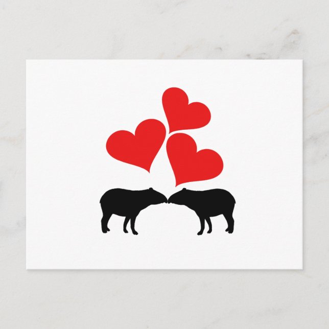 Carte Postale Cœurs & Tapirs (Devant)