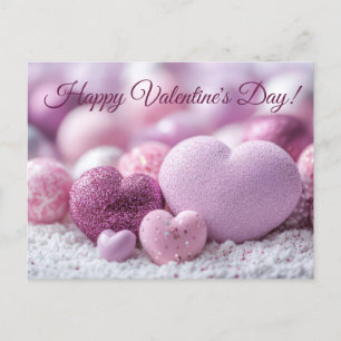 Carte Postale Coeurs violets et Saint-Valentin
