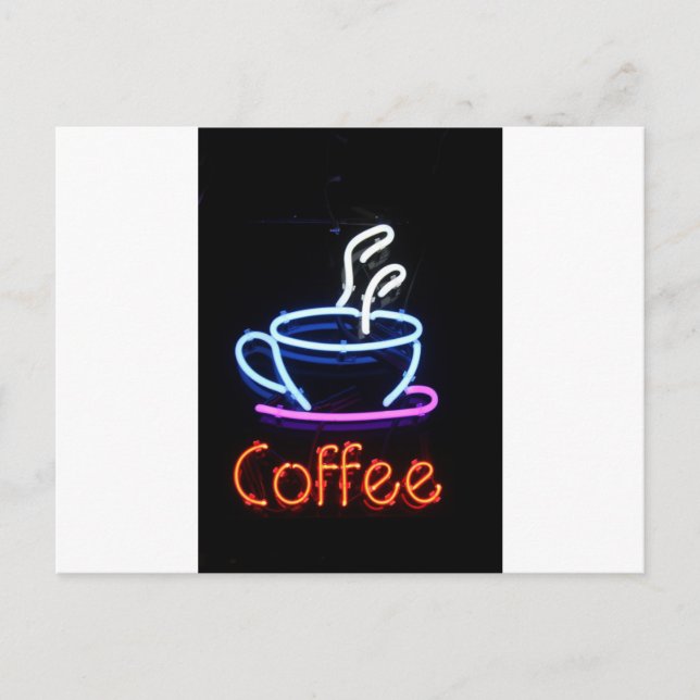 Carte Postale Coffee Lover Cup Neon Sign Cadeau présent (Devant)