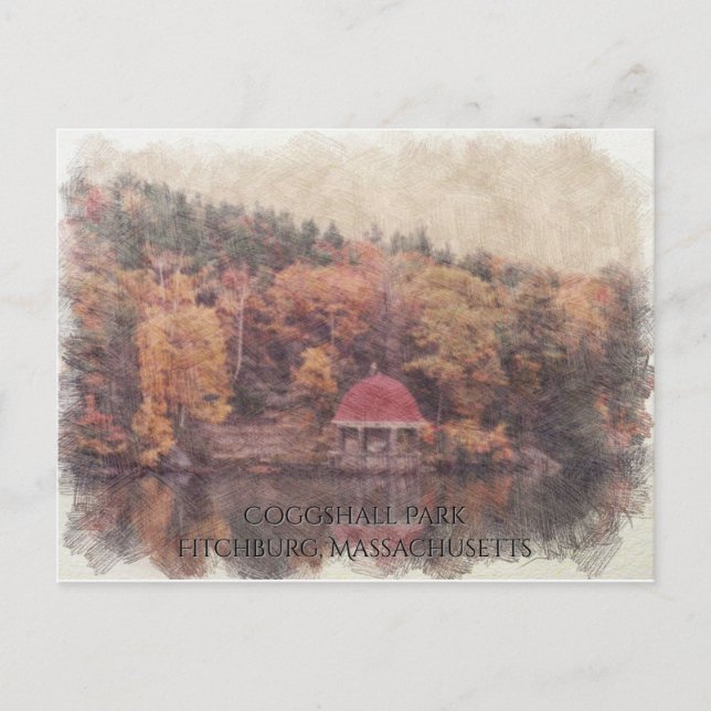 Carte Postale Coggshall Park Fitchburg, Massachusetts (Devant)