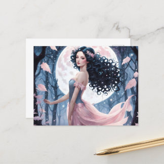 Carte Postale Coiffeuse noire et Pleine lune rose