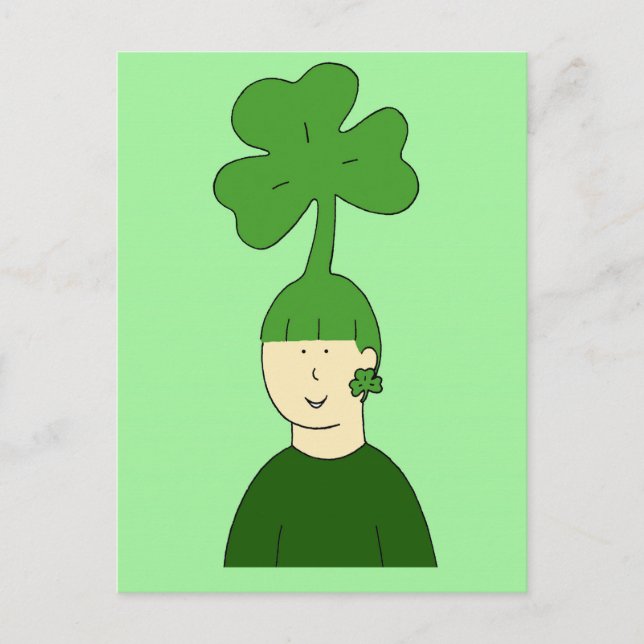 Carte Postale Coiffure de la Saint-Patrick Cheveux de trèfle (Devant)