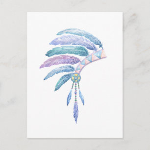 Carte Postale Coiffure indienne en aquarelle