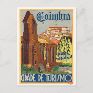 Carte Postale Coimbra Portugal Poster vintage 1935