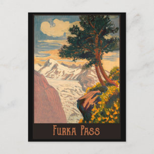 Carte Postale col Furka, Alpes suisses