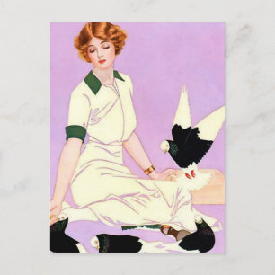 Carte Postale Coles Phillips "Fadeaway Girl" "Nourrir des pigeon