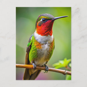 Carte Postale Colibri à gorge rubis au repos