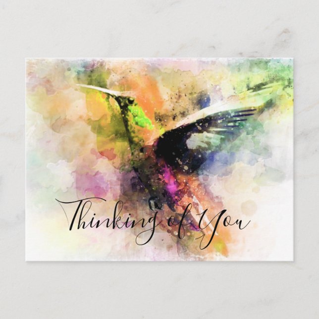 Carte Postale Colibri aquarelle personnalisé (Devant)