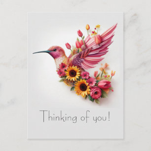 Carte Postale Colibri volant Pensée pour vous