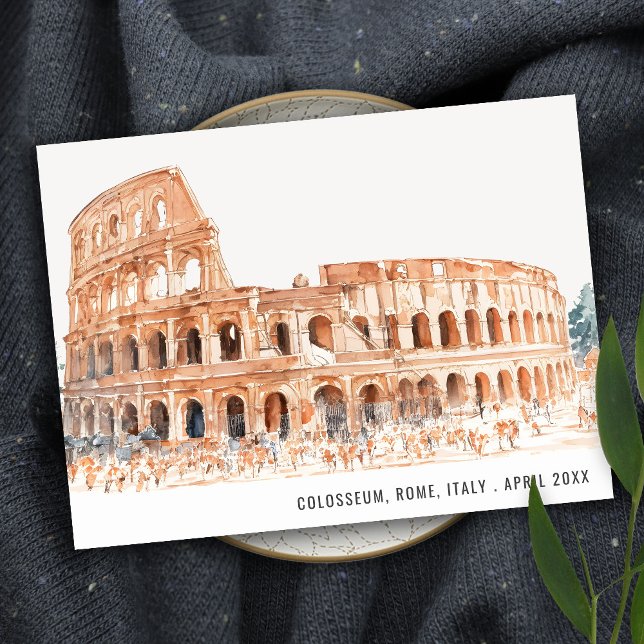 Carte Postale Colisée Rome Italie Aquarelle Voyage italien (Créateur téléchargé)