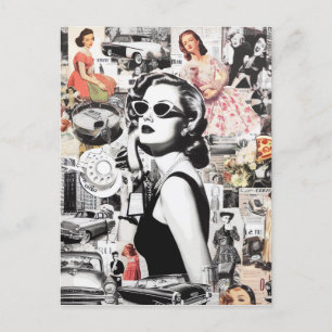 Carte Postale Collage Abstrait des années 60