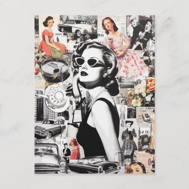 Carte Postale Collage Abstrait des années 60 (Devant)