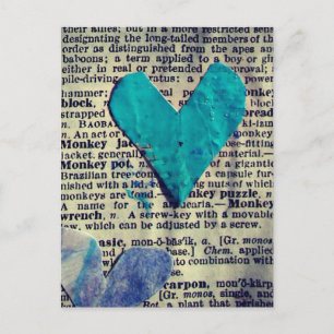 Carte Postale Collage abstrait Mots et Cœurs