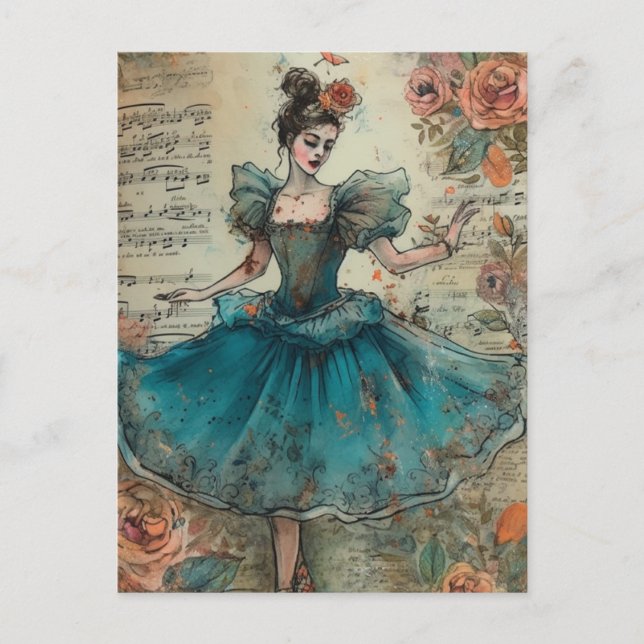 Carte Postale Collage Ballerina (Devant)