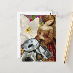 Carte Postale Collage d'ange et de fleurs
