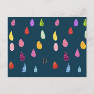 Carte Postale Collage d'art de gouttes de pluie boho mignon
