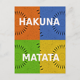 Carte Postale Collage d'art pop coloré et message "Hakuna Matata