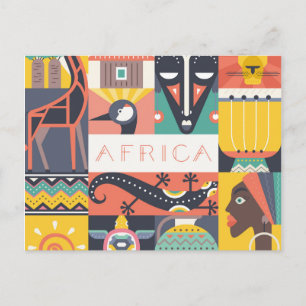 Carte Postale Collage d'art symbolique africain