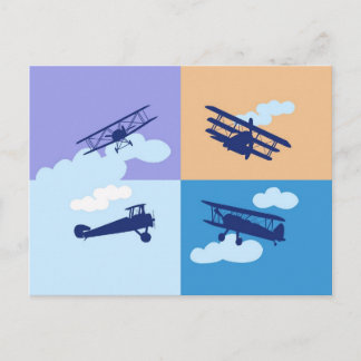 Carte Postale Collage d'avion sur les couleurs pastel.