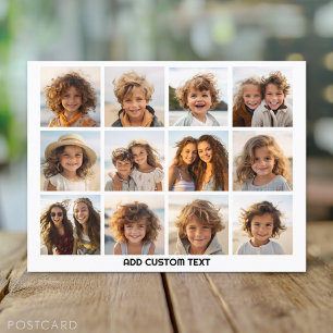 Carte Postale Collage de 12 photos avec fond blanc