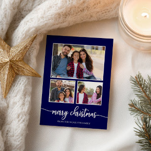 Carte Postale Collage de 3 photos écriture mignonne Joyeux Noël 