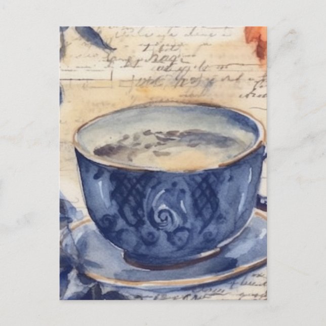 Carte Postale Collage de café bleu (Devant)