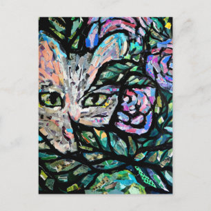 Carte Postale Collage de chat gris Art Chats Collages