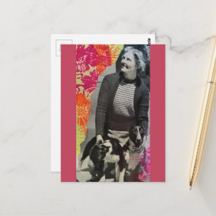 Carte Postale Collage de Dame Avec Deux Chiens