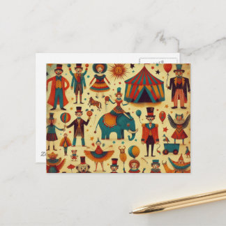 Carte Postale Collage de gens de cirque vintage