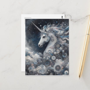 Carte Postale Collage de licorne argentée
