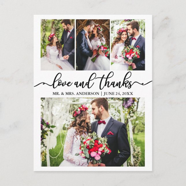 Carte Postale Collage de mariage en calligraphie Merci 4 Photo d (Devant)