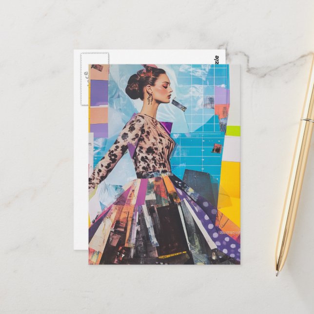 Carte Postale Collage de mode (Devant/Arrière en situation)