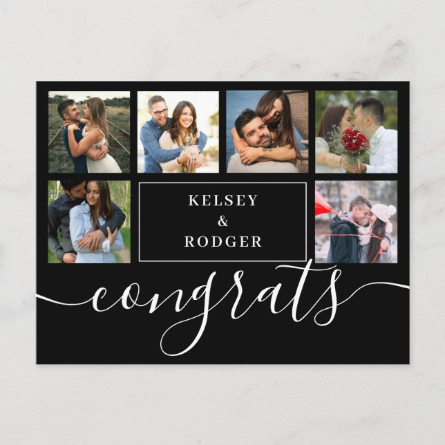 Carte Postale Collage de photos Congrats modernes Black and Whit (Devant)