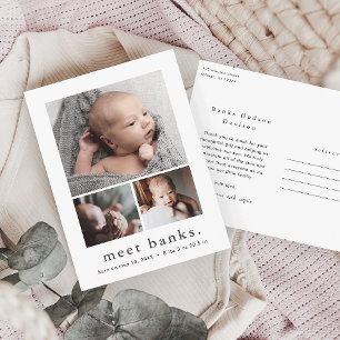 Carte Postale Collage de photos de bébé avec prénom moderne Merc