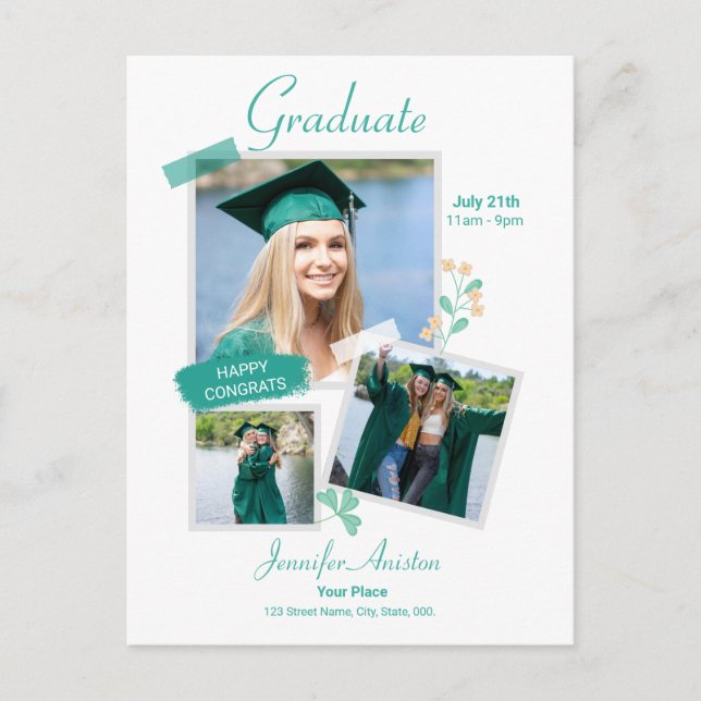 Carte Postale Collage de photos de diplôme, Faire-part de diplôm (Devant)