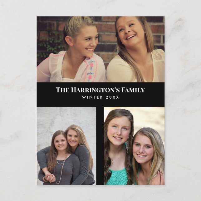 Carte Postale Collage de photos de famille en 3 sections avec ca (Devant)