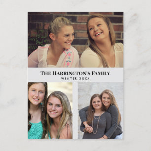 Carte Postale Collage de photos de famille en 3 sections personn