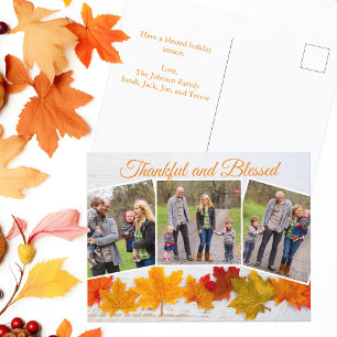 Carte Postale Collage de photos de famille reconnaissante et bén