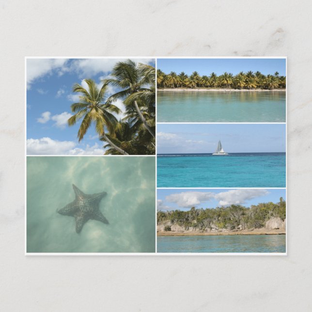 Carte Postale Collage de photos de vacances de voyage des Caraïb (Devant)