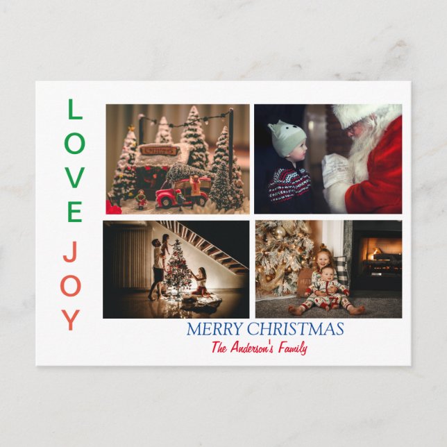 Carte Postale Collage de photos familiales Quatre photos Joyeux  (Devant)