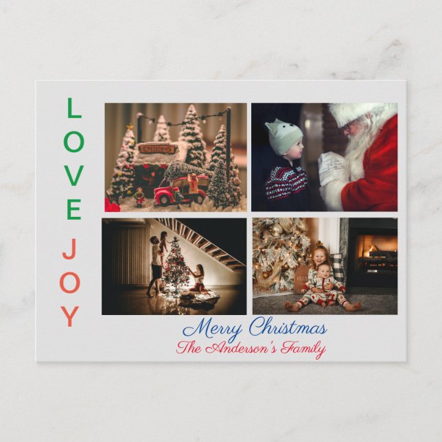 Carte Postale Collage de photos familiales Quatre photos Joyeux  (Devant)