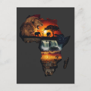 Carte Postale Collage de safari faunique africain