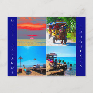 Carte Postale collage des îles gili