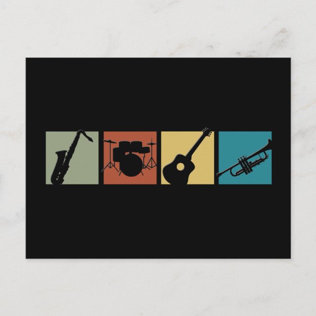 Carte Postale Collage d'instruments de musique (Devant)