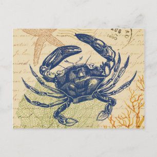 Carte Postale Collage du crabe bleu du bord de mer