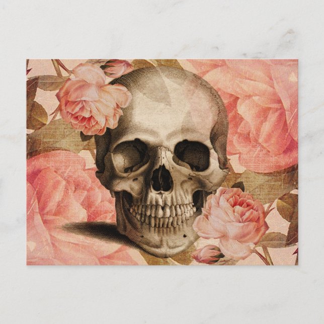 Carte Postale Collage du crâne Rosa vintage (Devant)