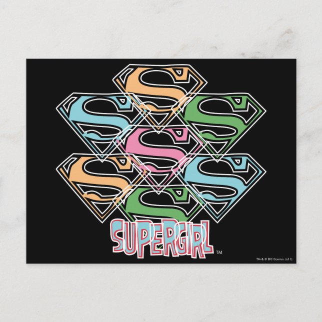 Carte Postale Collage du logo de Supergirl Pastel (Devant)