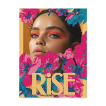 Collage d'une femme avec des fleurs vibrantes