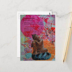 Carte Postale Collage en techniques mixtes Bouddha de la paix et