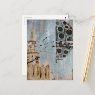 Carte Postale Collage en techniques mixtes de bâtiment unique ab